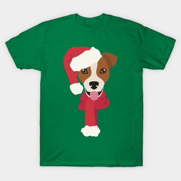 Christmas Jack Russell Dog Face T-Shirt by JunkyDotCom